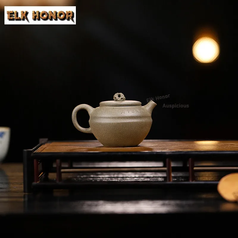 

140ml Luxury Yixing Purple Clay Teapots Handmade Small Capacity Pot Raw Ore Green Gray Section Mud Kettle Zisha Tea Set Gift