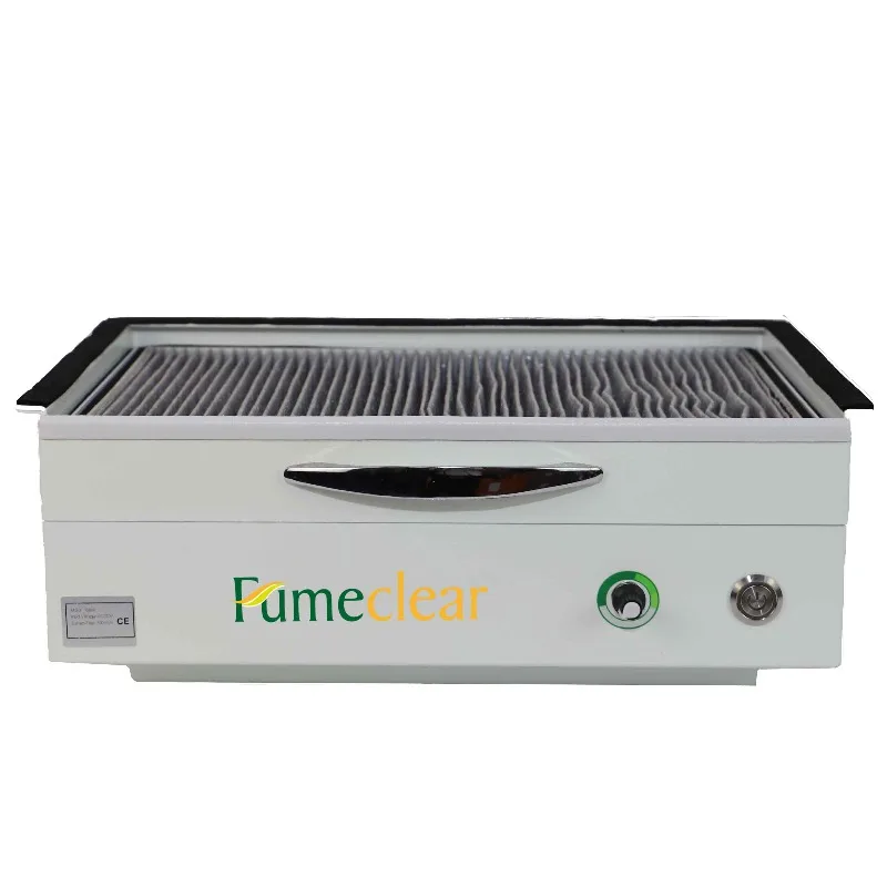 Nail Suction Dust Collector Low Noise Table Build-in Vacuum Cleaner with  Reusable Hepa Filter 2 Motors for Home Salon Use