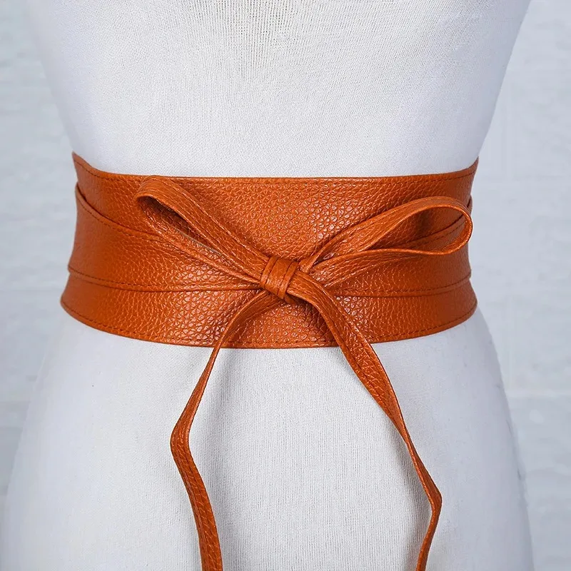 แฟชั่นผู้หญิงเข็มขัดสําหรับชุดหนัง Bowknot กว้างเข็มขัดเสื้อรัดตัว Designer แบรนด์หรูสีทึบเข็มขัด DT007