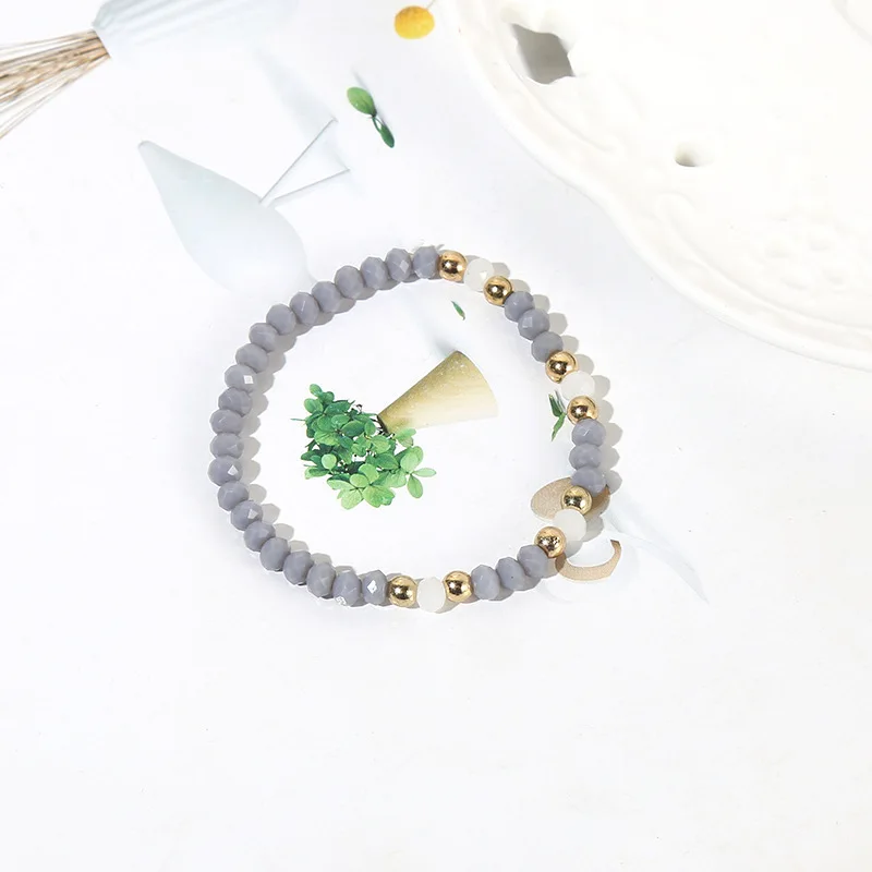 Kirykle 6pcs/set Boho Beach Jewelry for Women Star Moon Personality Pendant Bracelet Beaded Grey Beaded Handwork Party Girl Gift