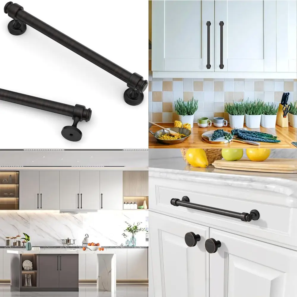 

6.3 Inch Oil Rubbed Bronze Kitchen Cabinet Handles, 10-Pack, Pulls for Cupboard, Hardware Accessories