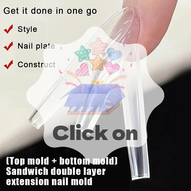 ساندويتش أشكال أظافر مزدوجة 240 قطعة 15 حجم ملحقات-أشكال مزدوجة نعش اللوز أشكال أظافر قالب علوي قالب سفلي #1