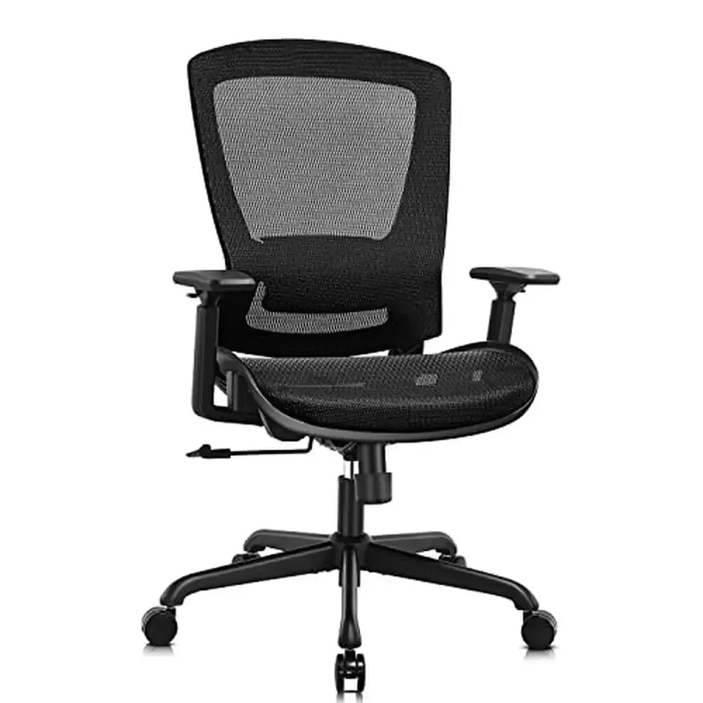 Ergonomic Mesh Office Chair with Adjustable Lumbar Support & Armrests Sturdy Task Chair Computer Desk Tilt Function Comfort