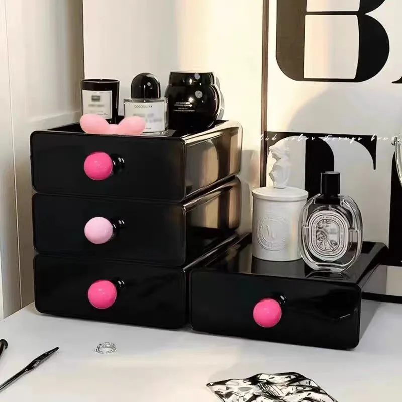 Dopamine Desk Organizer Box Stackable Dust-proof Desktop Storage Boxes Drawer Large Capacity Stationery Storage Rack
