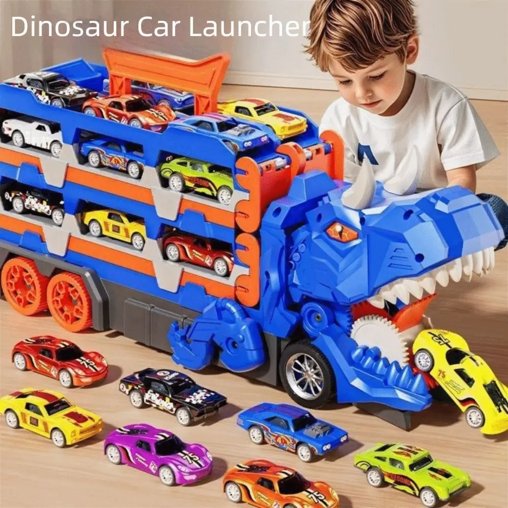 Foldable Track Dinosaur Foldable Truck Toy Metal Mini Cars Molded Racing Cars Dinosaur Race Track Toys Transforming