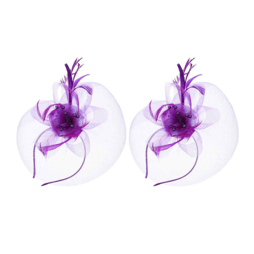 

2Pcs Head Floral Mesh Wedding Tea Party Hats Elegant Hair Accessories Fascinator Veil Occasion Women Bride Hair Flowers