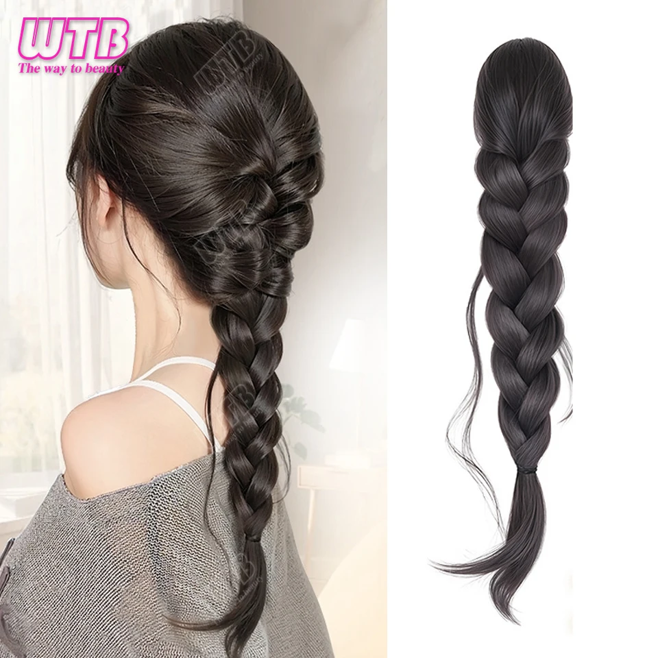 Synthetic Wig Braid Female Catch Clip Ponytail Lazy Temperament Braided Hair Long Braid Low Braided Fake Ponytail