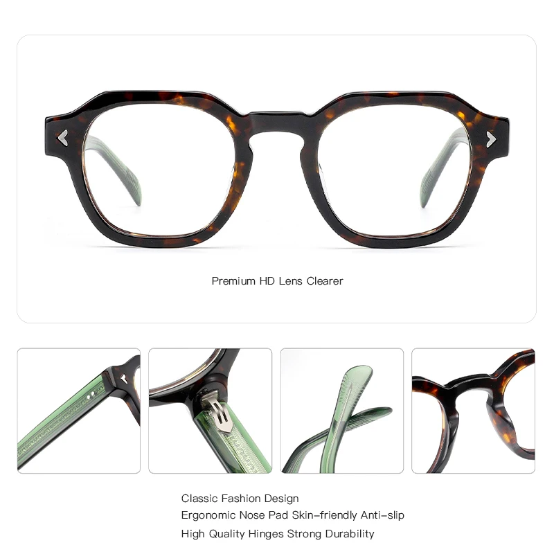 BLUEMOKY نظارات طبية مضلعة أنيقة للنساء مصنوعة يدويًا من الأسيتات نظارات بصرية فوتوكروميك نظارات تقدمية