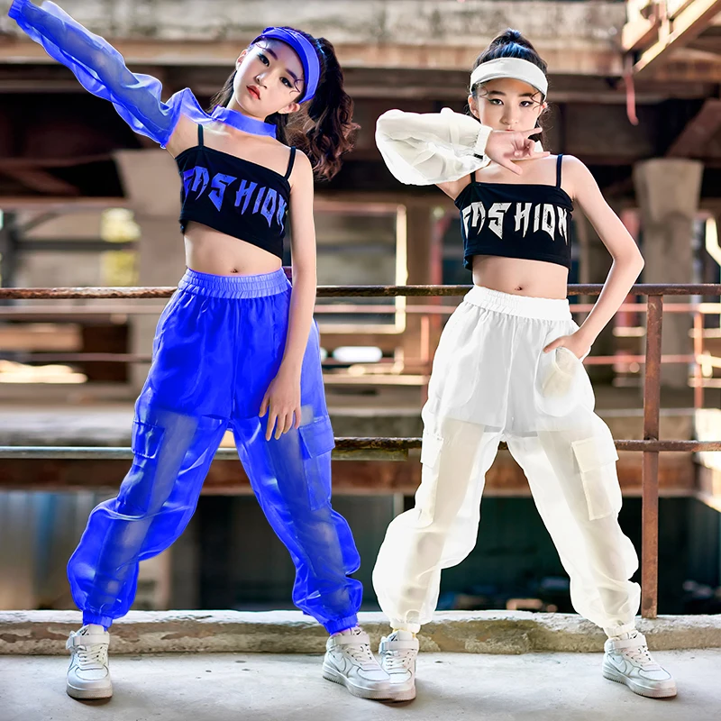 Single-Sleeved Girls Clothes Jazz Modern Dance Performance Stage Costume Kids Hip Hop Clothing Concert Wear Kpop Outfit BL8722