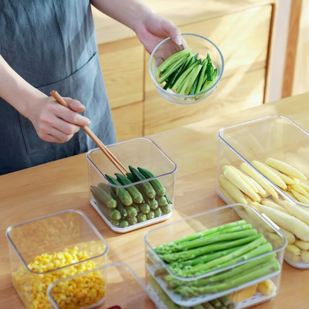 

Fruit Vegetable Storage Box White Refrigerator Crisper Kitchen Pantry ganizer Premium Material Quality Portable Bottom