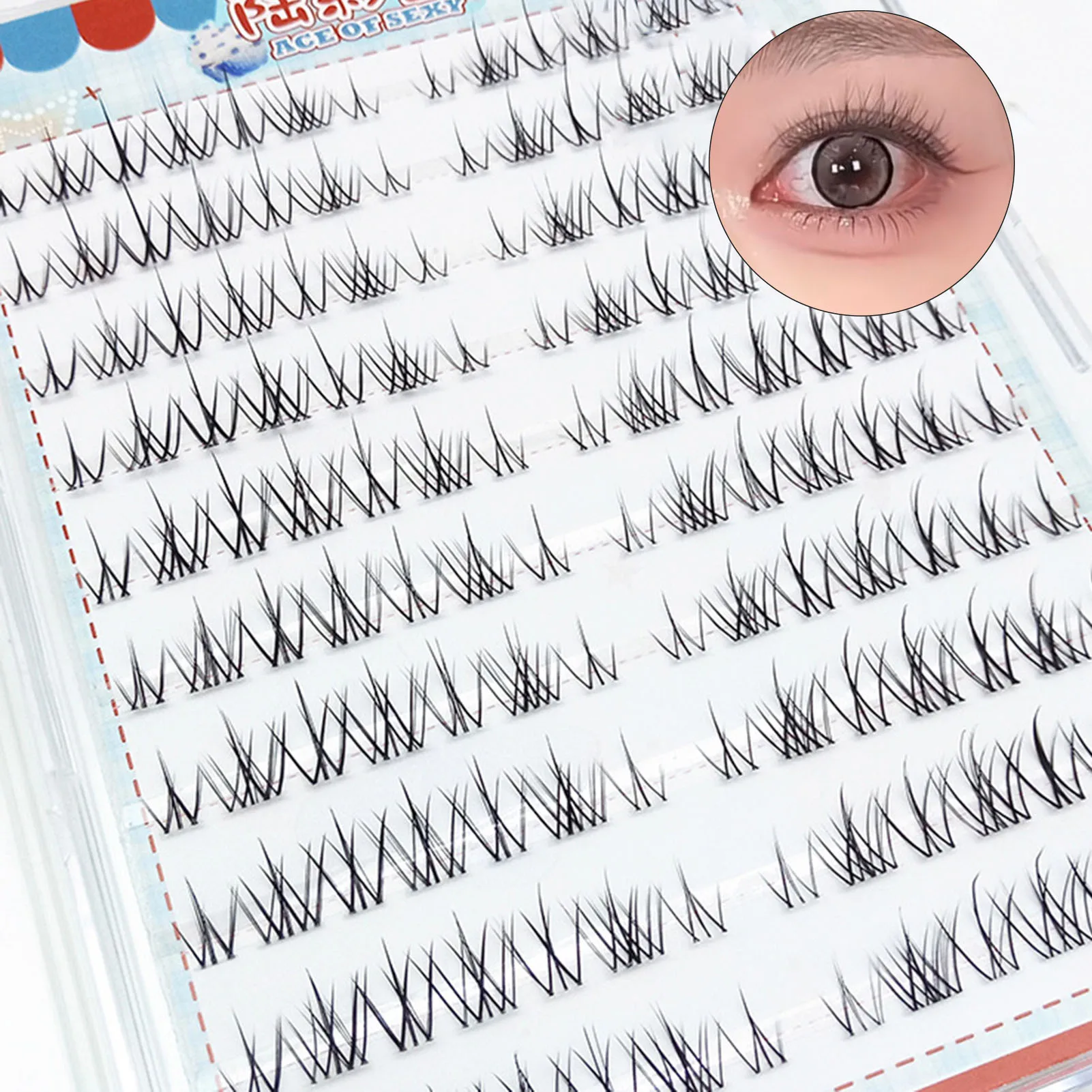 10 แถว Self Adhesive Eyelashes Cluster Lashes ไม่มีกาวขนตานุ่ม Idol Lash กลุ่ม Reusable Self Adhesive Lashes