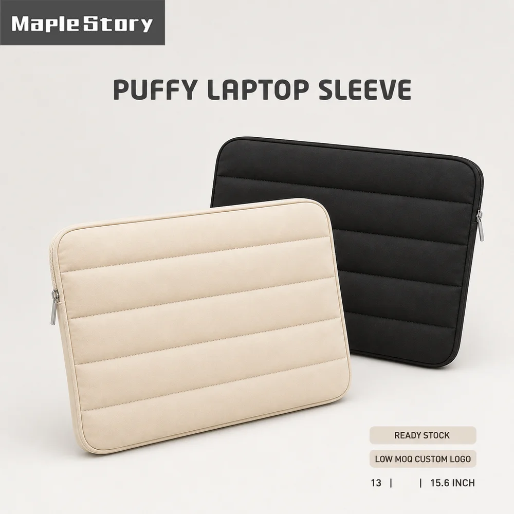 Puffy Laptop Sleeve Quilted Laptop Case 13 15.6 Inch Soft Protective Computer Bag Shockproof Cover for MacBook Air Pro Notebook