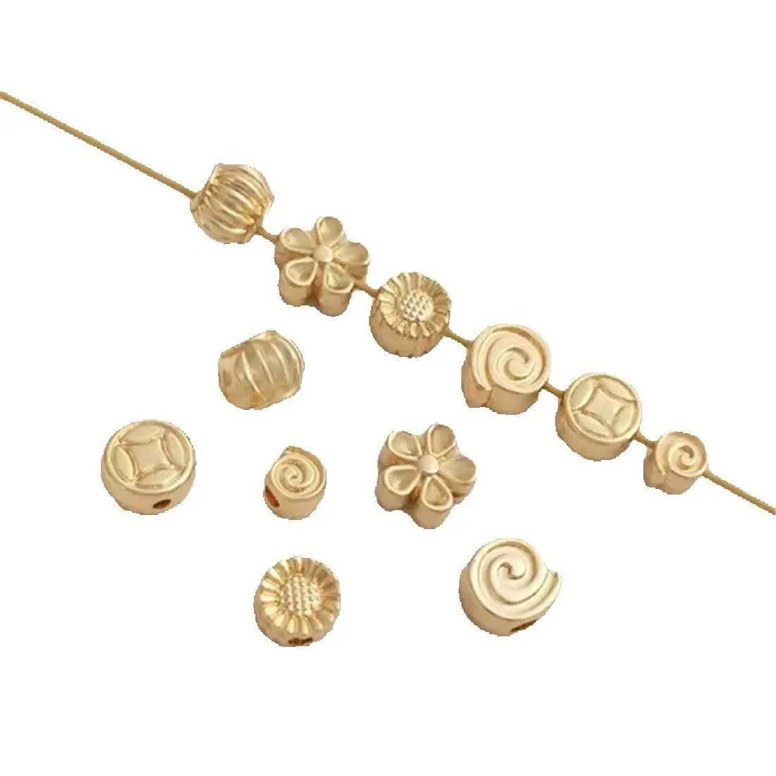 

14K Gold-coated Lollipops Small Daisy Lanterns, Copper Beads, Separated by Beads, Handmade Beaded DIY, Loose Beads Accessories