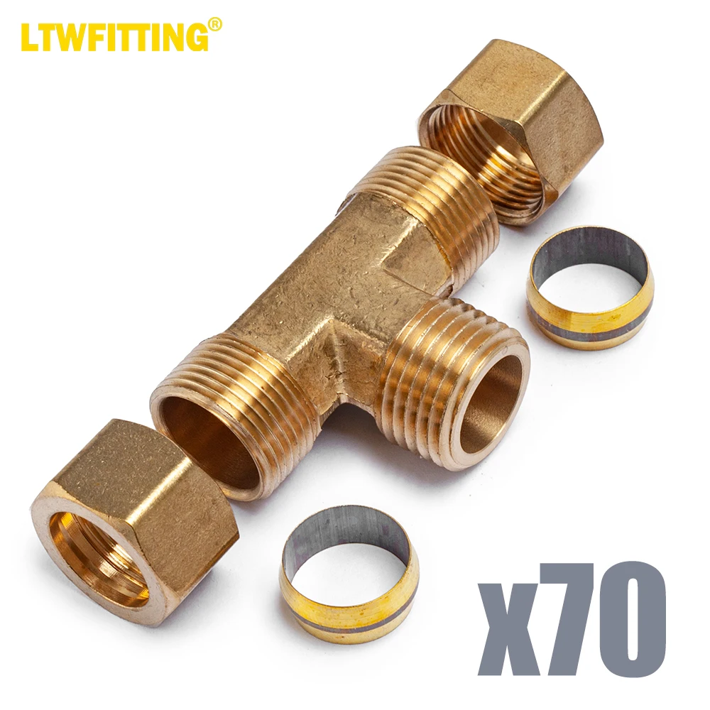 

LTWFITTING Brass 5/8-Inch OD x 5/8-Inch OD x 1/2-Inch Male NPT Compression Branch Tee Fitting(Pack of 70)