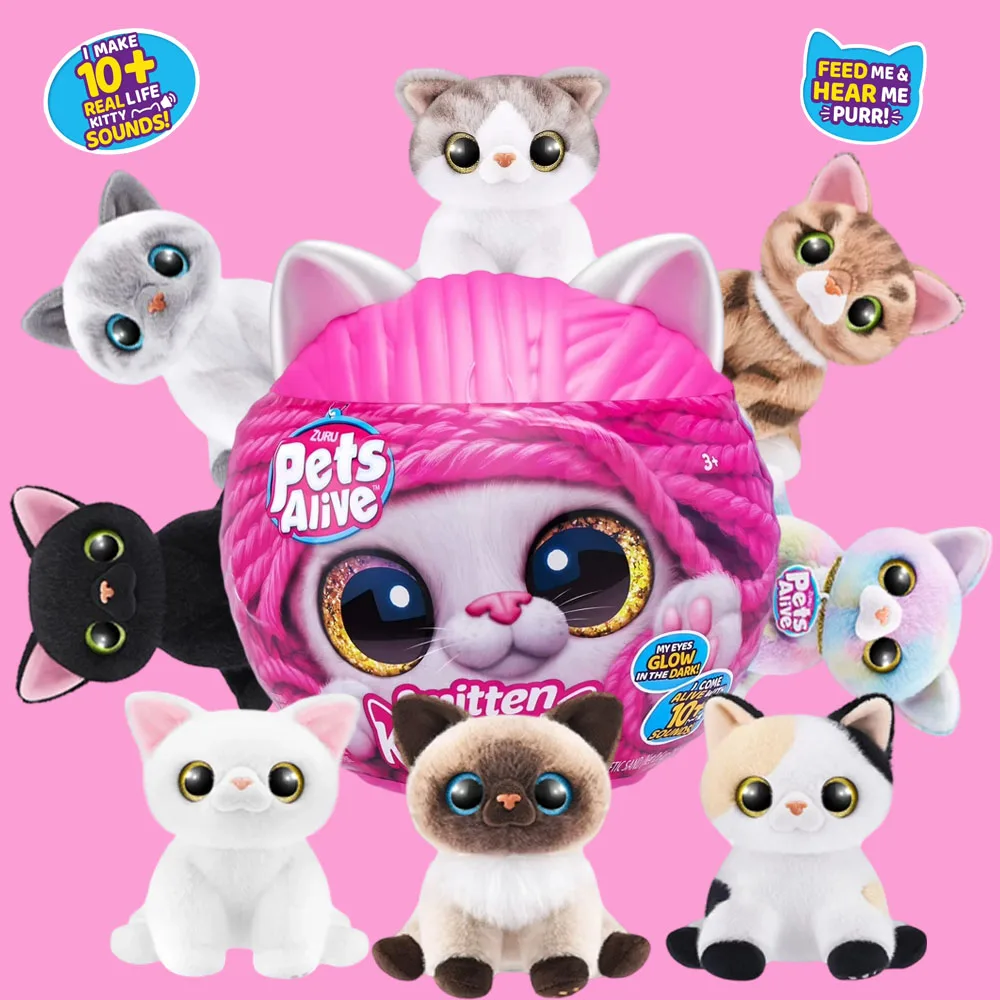 ZURU Pets Alive Pet Yarn Cats Blind Box Figurines en peluche sonores de dessins animés Jouets de jeu d'imitation et de surprise Cadeaux