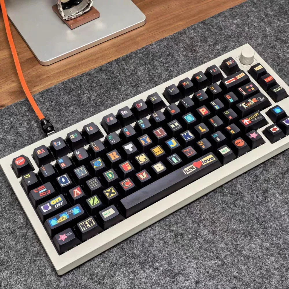 Black Sticker Fun Cartoon Keycaps Mechanical Keyboard Office Keycaps