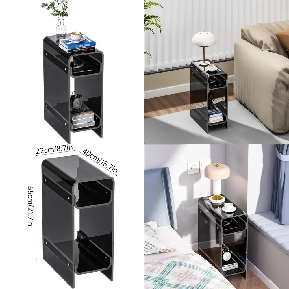 

Узкий акриловый приставной столик для небольших помещений, узкая тумбочка для спальни, тонкий столик для компактных гостиных