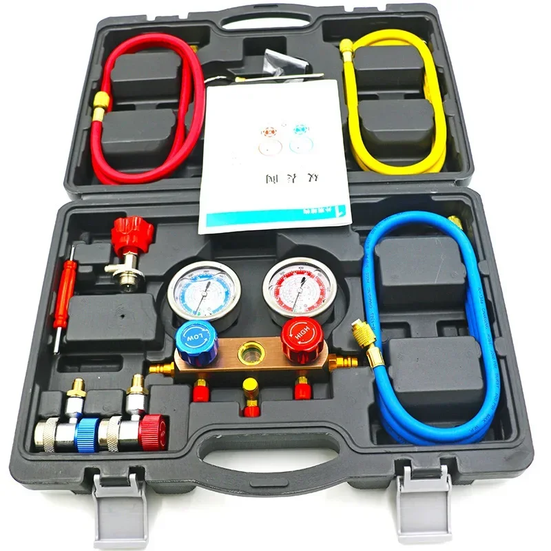 Car air conditioning fluoride tool kit Double meter valve Universal refrigerant Air conditioning fluoride meter Pressure gauge