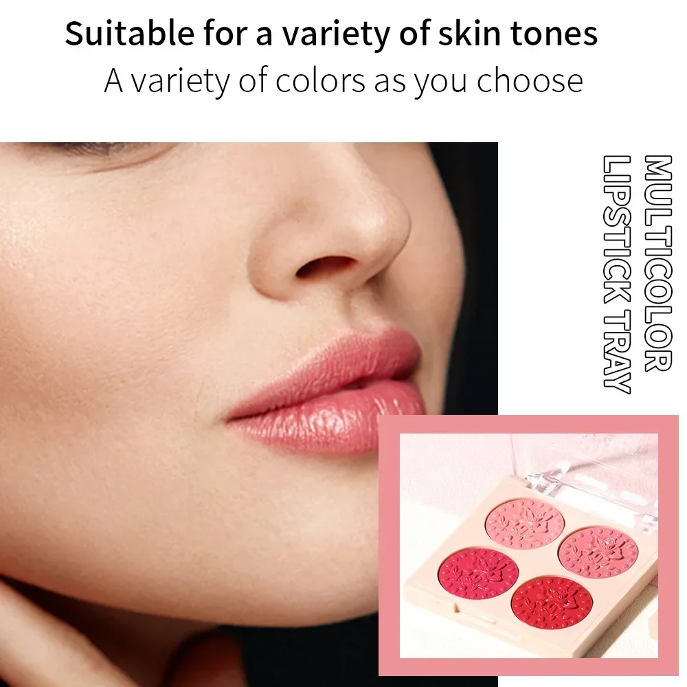 High Quality MISS ROSE 4 Color Silky Matte Finish Lipstick Palette Non-Stick Cups Pigment-Rich Full-Coverage Lipsticks Pallete