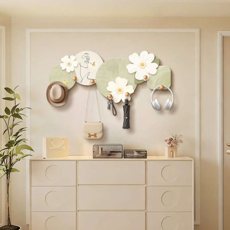

Cream wind Coat rack flower art modeling simple elegant storage shelves interior decoration porte manteau furniture living room