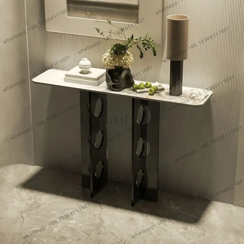 ZJ light luxury acrylic entrance table simple ultra-thin extremely narrow living room storage table semi-circular