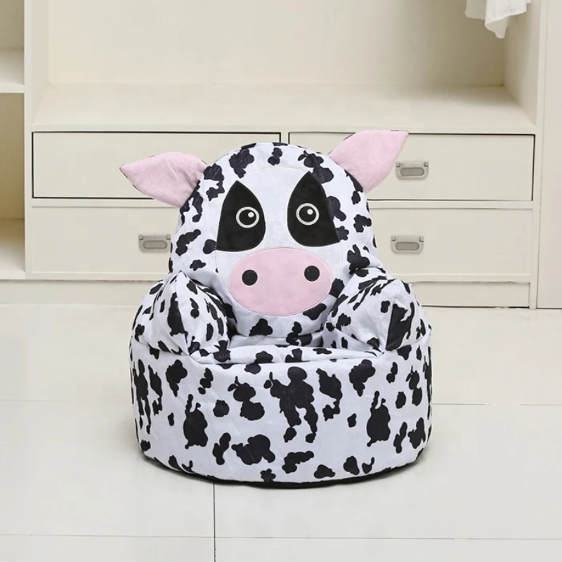 Muebles para niños, funda de sofá divertida para niño perezoso, silla con bolsa de frijoles de animal de vaca para niño