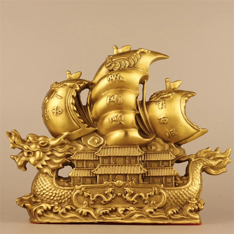 smooth sailing sailboat , brass ship with dragon head, ornament for living room and office