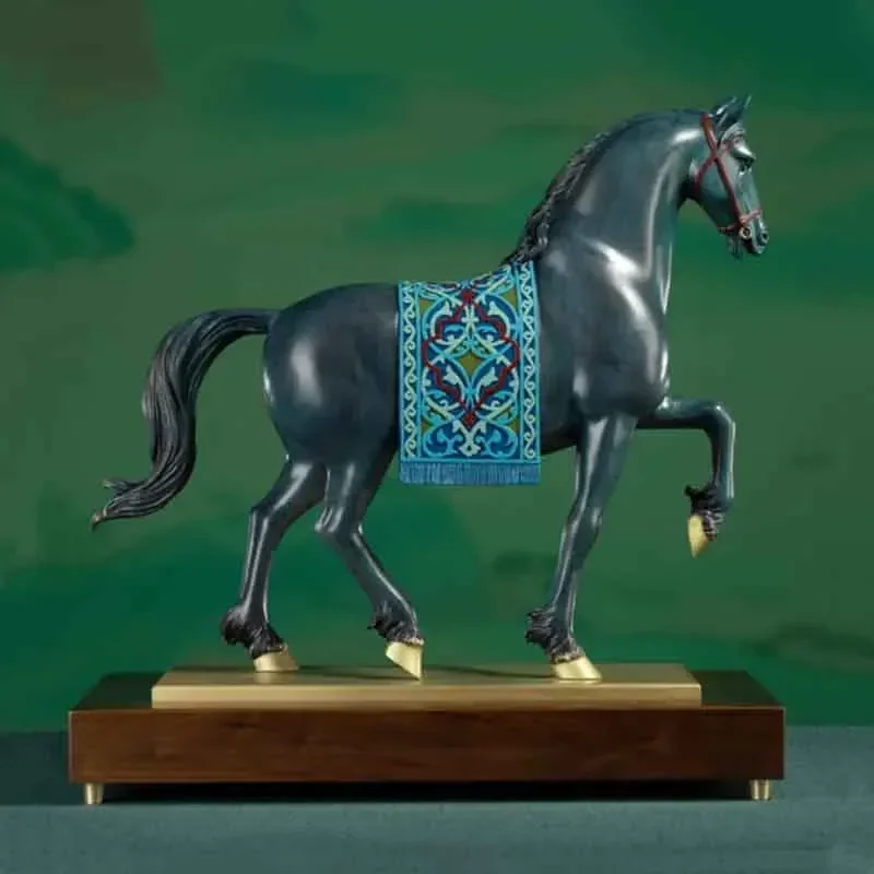 l L Copper Crafts Ornaments Luxury Brass Horse Sculpture Home Living Room Office Desktop Decoration High End Handicraft Sculptu