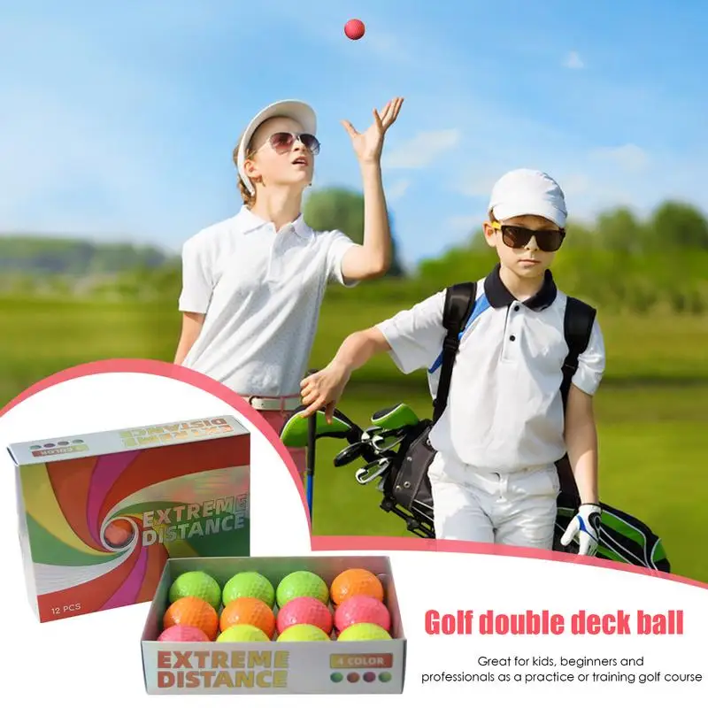 Palline da allenamento per golf Palline da golf colorate 12X Palline da golf Palline da golf a doppio ponte Palline da golf a doppio strato Palline da golf professionali alte