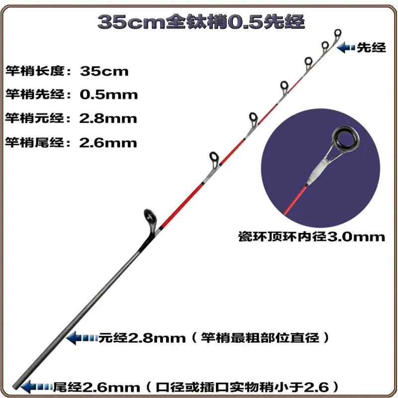 RA003 RA003TS 28cm 35cm 45cm Titanium Tip 0.3mm 0.4mm 0.6mm 0.7mm 1.2mm 1.5mm Ice Raft Off-shore Casting Fishing Rod Tips