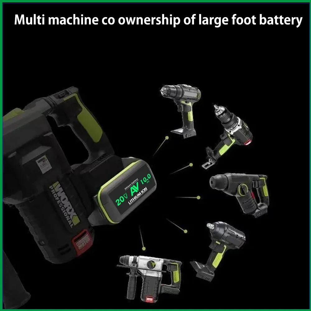 For Worx 20V 10000mAh lithium-ion battery WA3553 WA3551 WA3572 WA3553 WX390 WX176 WX178 WU268 drill bit battery