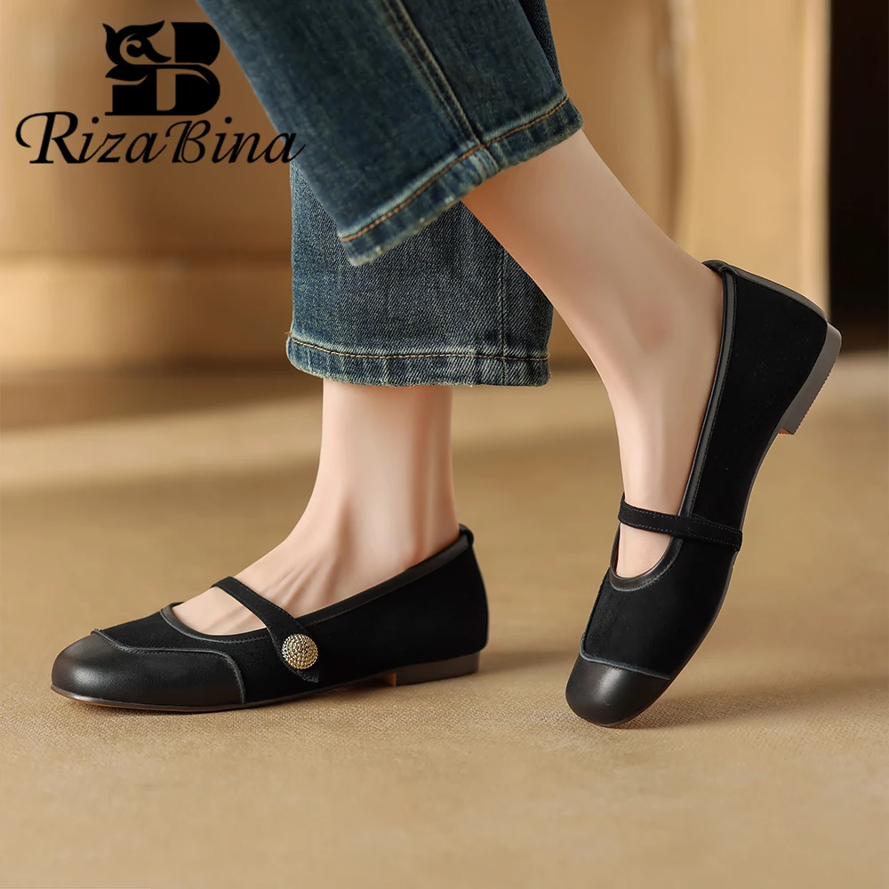 

RIZABINA Classic Mary Janes Women Round Toe Belt Buckle 2024 Spring Summer Low Heels Pumps Ladies Casual Daily Shoes Size 34-40