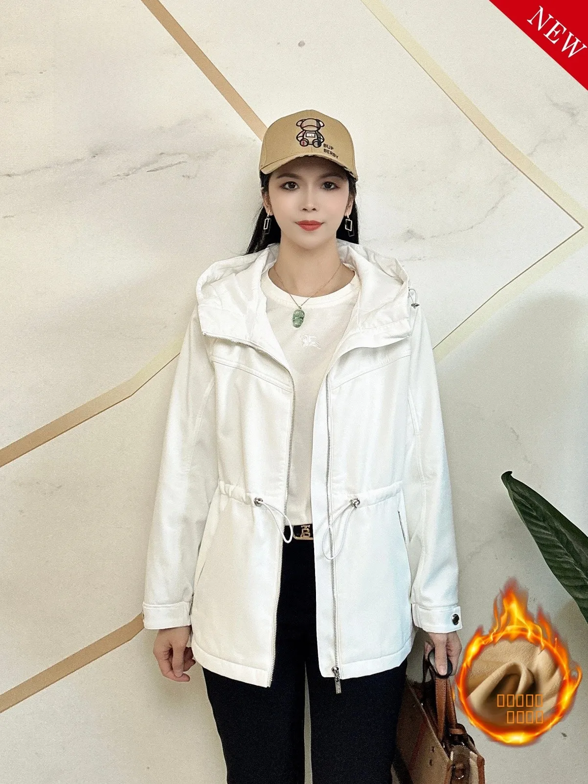 

Winter New Women's Faionable Warm Fce Lined Oversized Jaet Versatile oulder Drop Large Size Coat with Hood Commute S...
