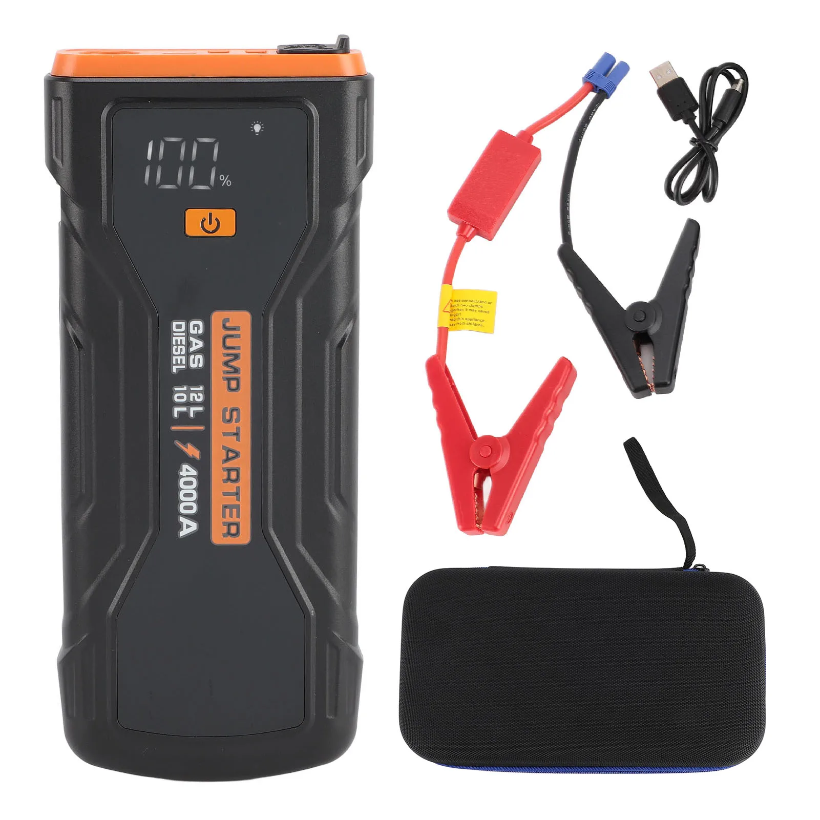 

Car Battery Booster Pack 12V Multiple Safety Guard Jump Starter Tire Inflator LED Emergency Light 2000A for 10L Gasoline Cars