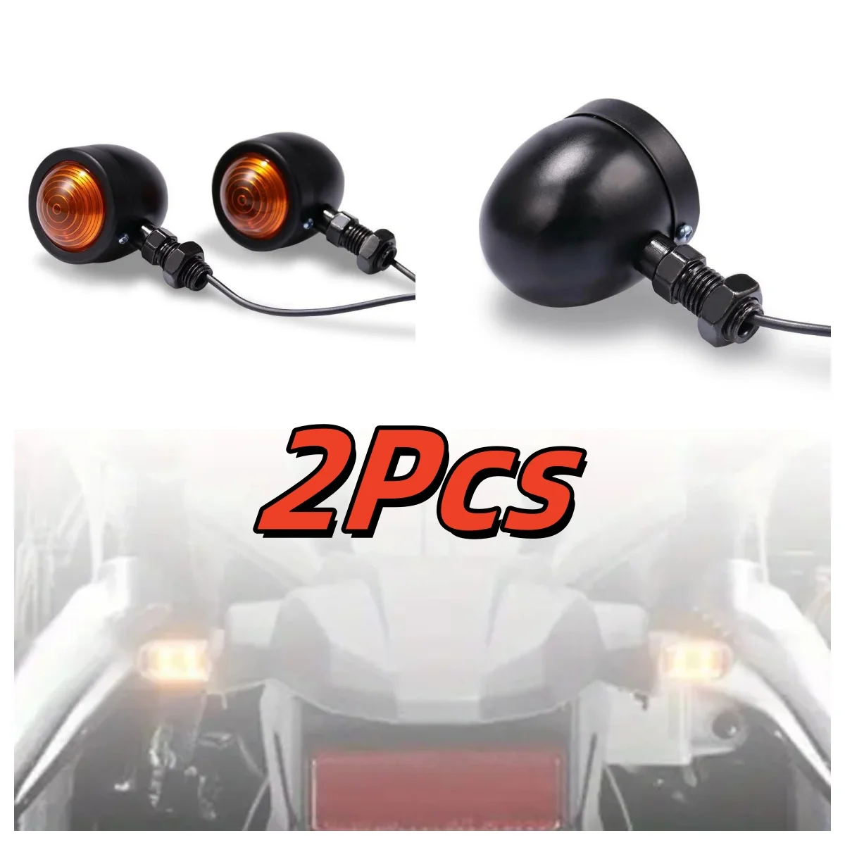 

2pcs Small 12V LED Indicator Set Black Bullet Style Indicator Amber Custom Motorcycle Signal Lamp Accessories