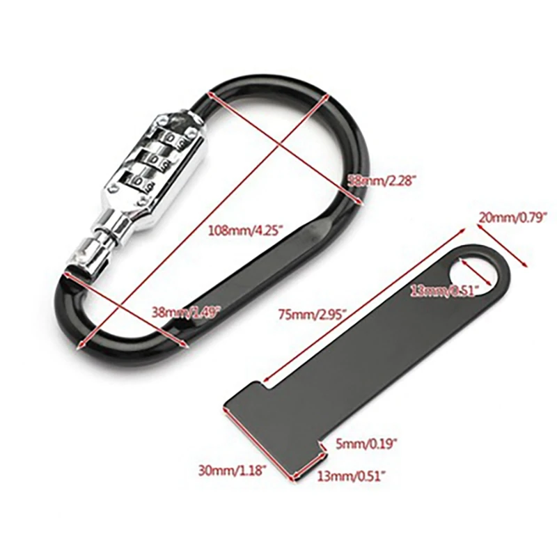 4X Motorcycle Helmet Lock Anti-Theft Open Face Helmet Lock Fastener + T-Bar For Racing Motorbike Bike Helmet Lock image 2