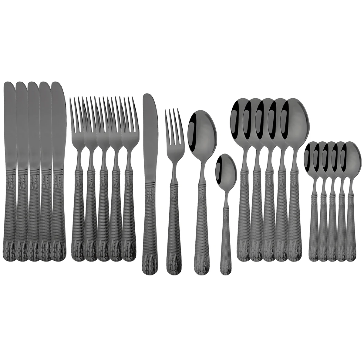 24Pcs Luxury 304 Stainless Steel Cutlery Set Black Mirror Dinnerware Set Knife Fork Spoons Dinner Tableware Set Western Flatware