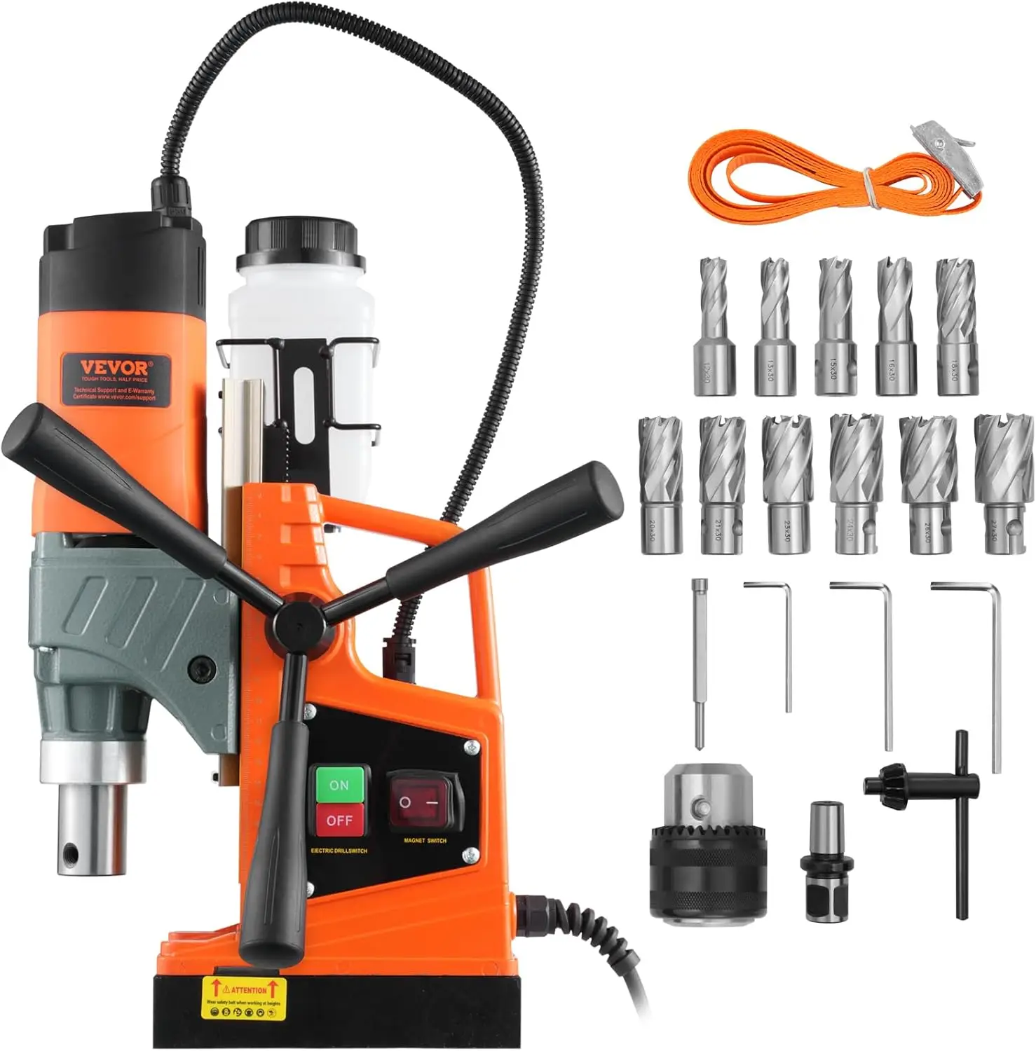 

VEVOR Mag Drill Press 1300W 1.57" Boring Diameter 2922lbf Power Portable Magnetic Drill 810PRM 11Pcs Drill Bits Electric Machine