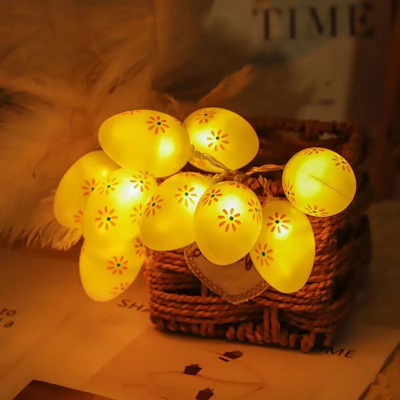 Easter Colorful Crack Eggs Light Strings Pastel Lights for Easter Party Indoor Decor Egg Shaped Lantern String Bunny Easter Deco