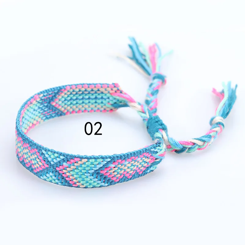 1 Pack Boho Handmade Woven Bracelet Adjustable Slide Closure Friendship Wristband