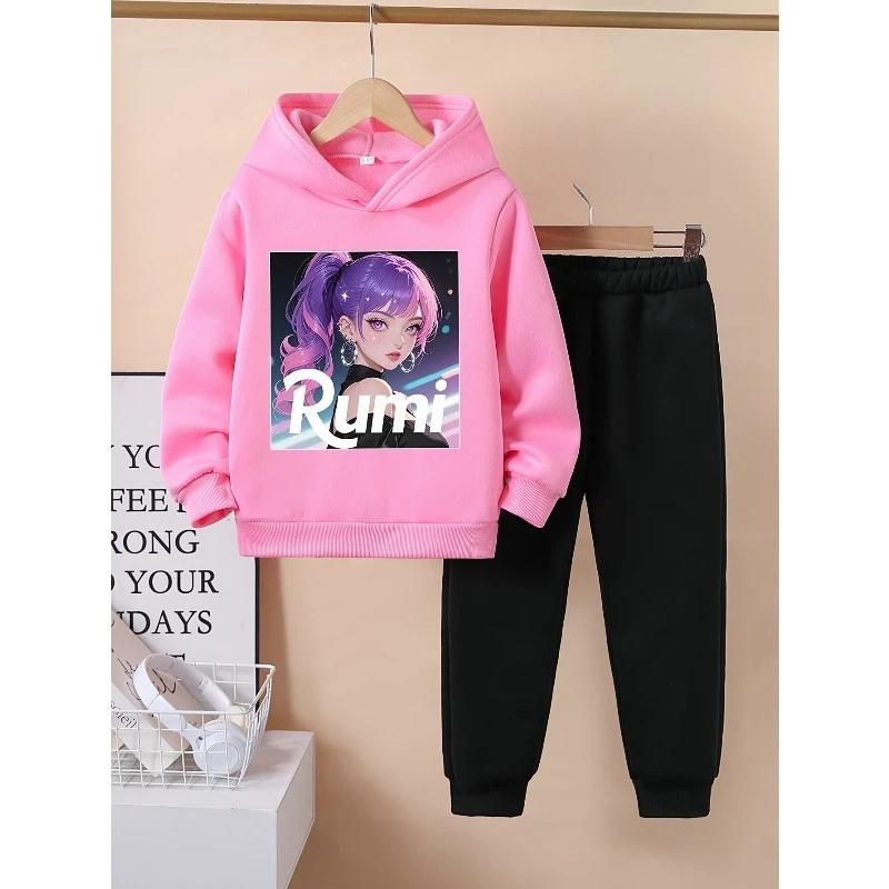 Мода 2025 года KPOP, корейская волна, аниме, милая крутая девушка, узор, толстовка с 3D принтом, брюки, спортивный комплект из 2 предметов для отдыха на открытом воздухе