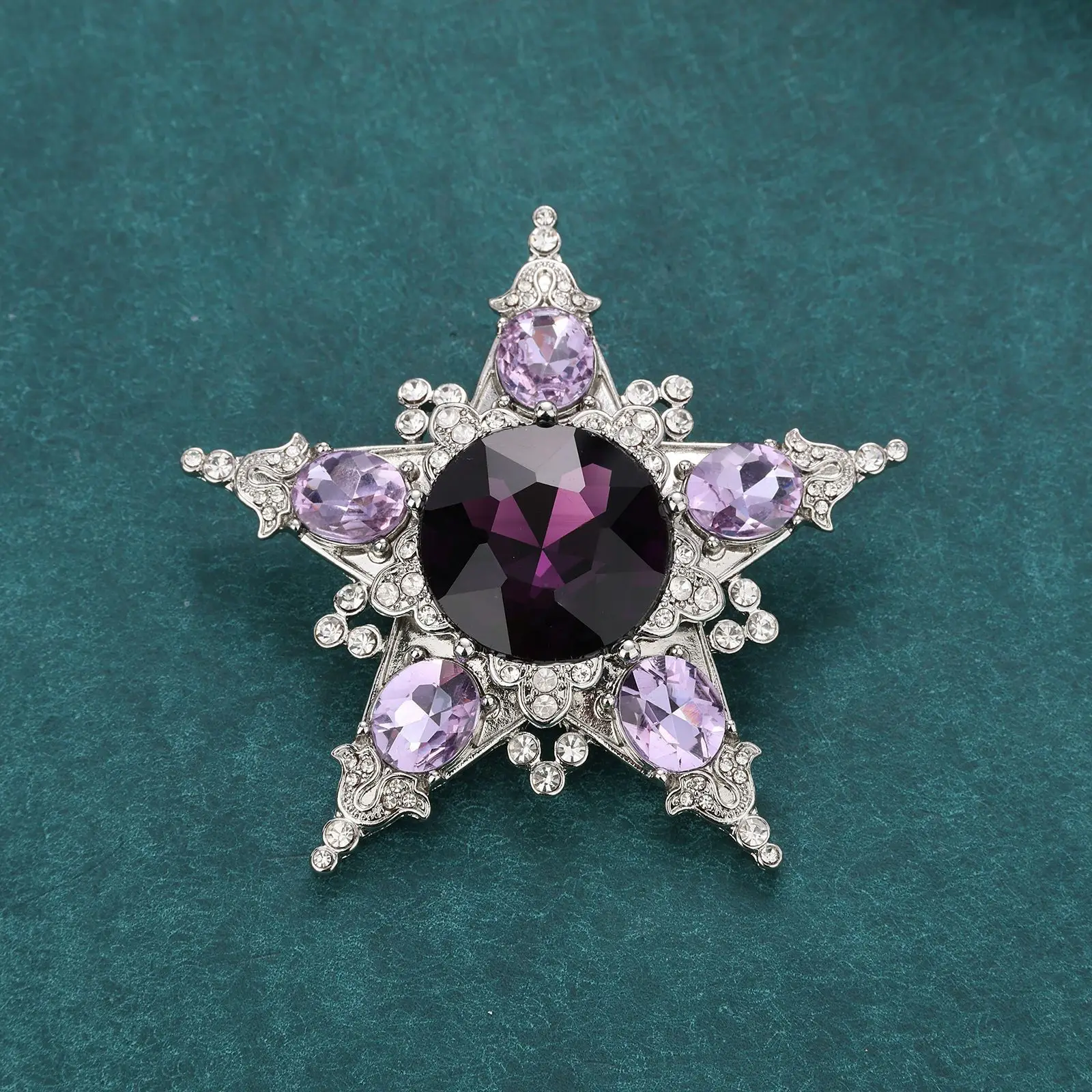 

Baroque Royal Star Brooch,Vintage Purple Gemstone Pin, Luxury Versatile Fashion Accessory