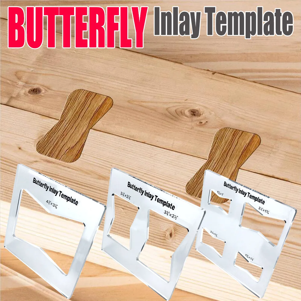 Butterfly Inlay Template Router Woodworking Inlay Pattern Template Cutting Guide Jig For Furniture Decoration