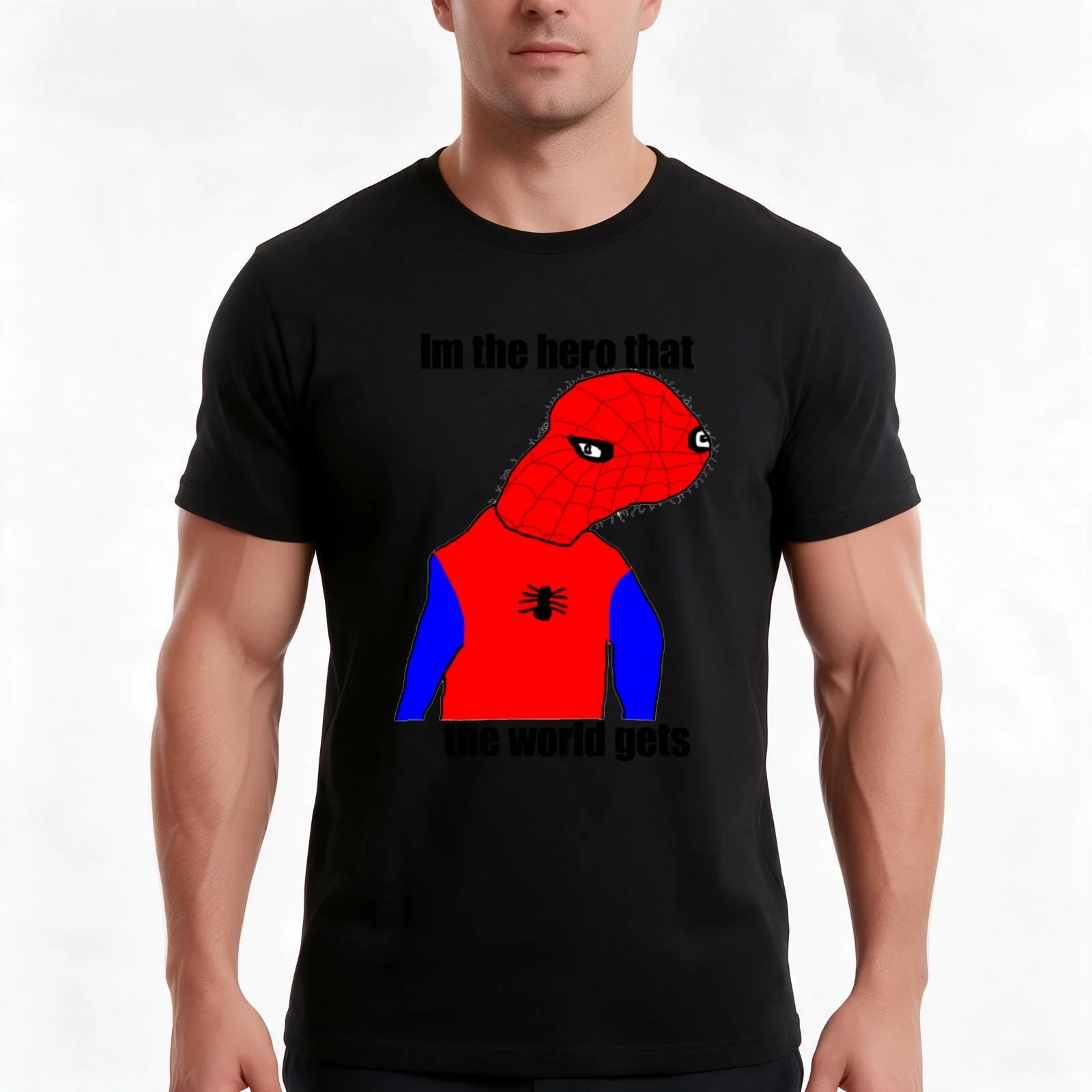 Spooderman T-Shirt, Summer Casual Cotton Tee, Oversized Streetwear Tops, Vintage Graphic Print, Loose Fit Short Sleeve