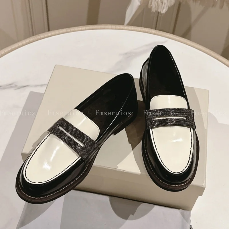 جديد أنيق المرأة المتسكعون الشقق جولة تو الانزلاق على الضحلة مختلط اللون حجر الراين أزياء عالية الجودة مكتب سيدة الأحذية اللباس