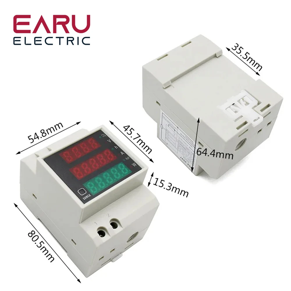 Imagem -02 - Medidor Multifunções de Trilho Din Tensão Digital Led Corrente Fator de Potência Ativo Energia Voltímetro Ac80300v 100a