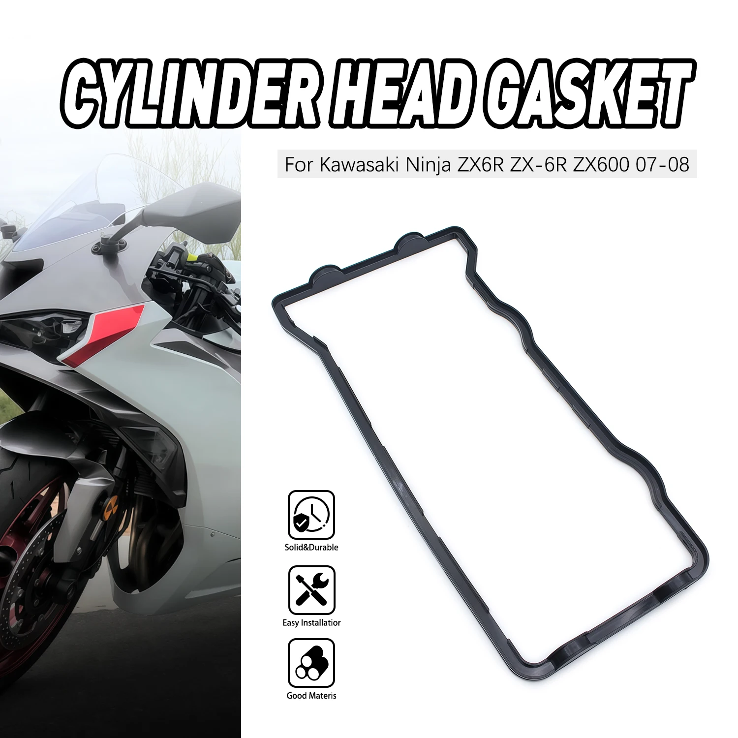 

For Kawasaki Ninja ZX6R ZX-6R ZX600 2007 2008 11061-0378 Parts Motorcycle Cylinder Head Cover Gasket