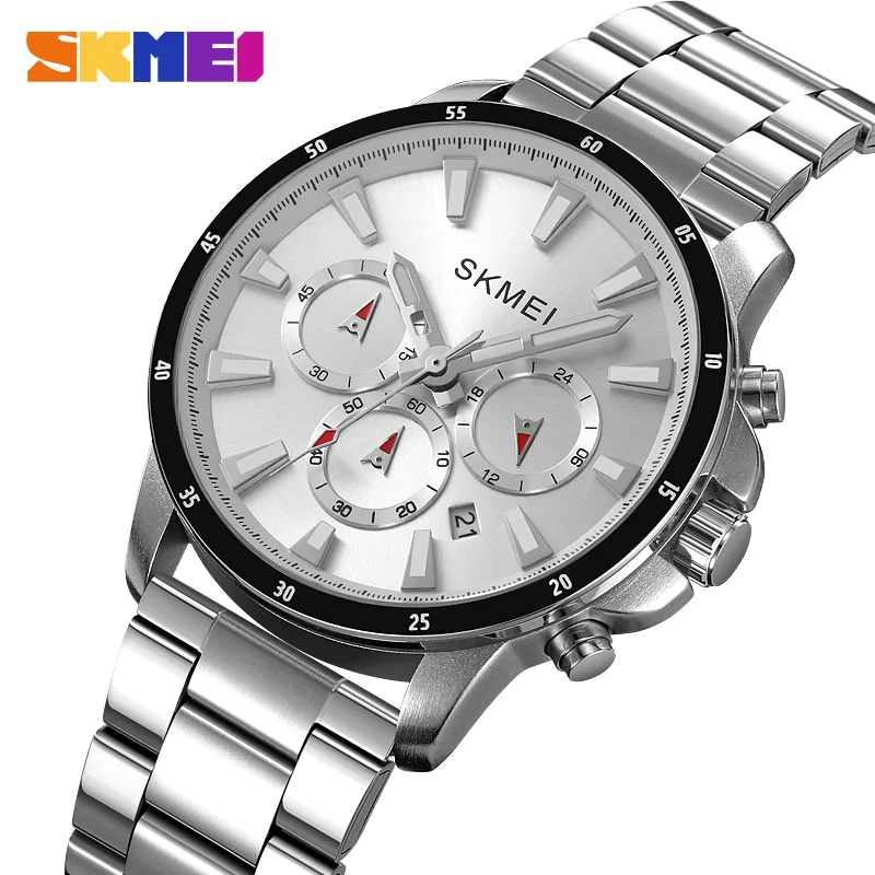 SKMEI 2295 Six Needles Multifunctional Men's Watch Classic Round Large Dial Quartz Watch Men's Watch Three Eyes