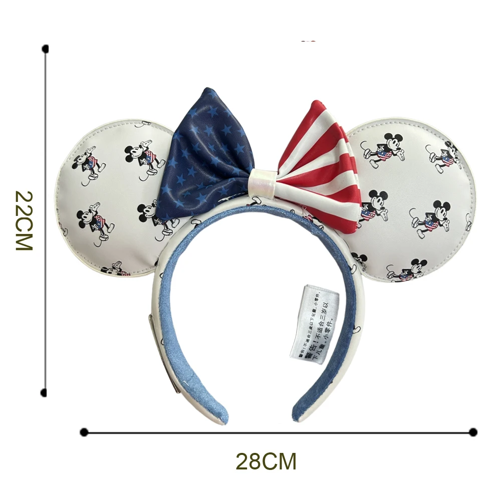 Diadema con orejas de Mickey Mouse y calabaza de PU, disfraz de Halloween, diadema, regalo de felpa, bandera de EE. UU., pelo de fiesta para niñas