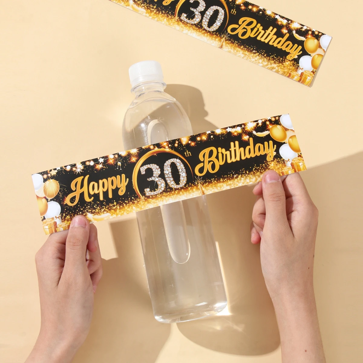 10Pcs 18th 21th 30th 40th 50th 60th Black Gold Birthday Bottle Stickers Happy Birthday Party Decoration Kids Adults Favors Gifts images - 6